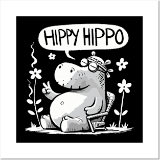 Hippy Hippo Hippotatamus Posters and Art